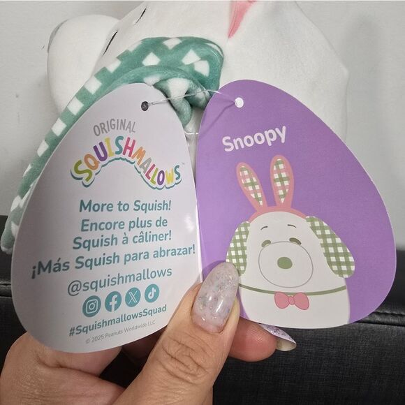 Squishmallow 8” SNOOPY Plush Easter 2025 With Bunny Ears NEW - Picture 4 of 4
